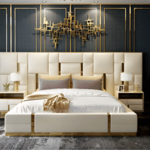 WHITE AND GOLD LUX BED SET
