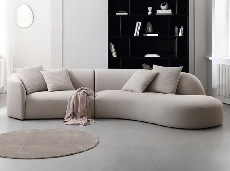 White Teddy Velvet Sectional Couch - Image 5