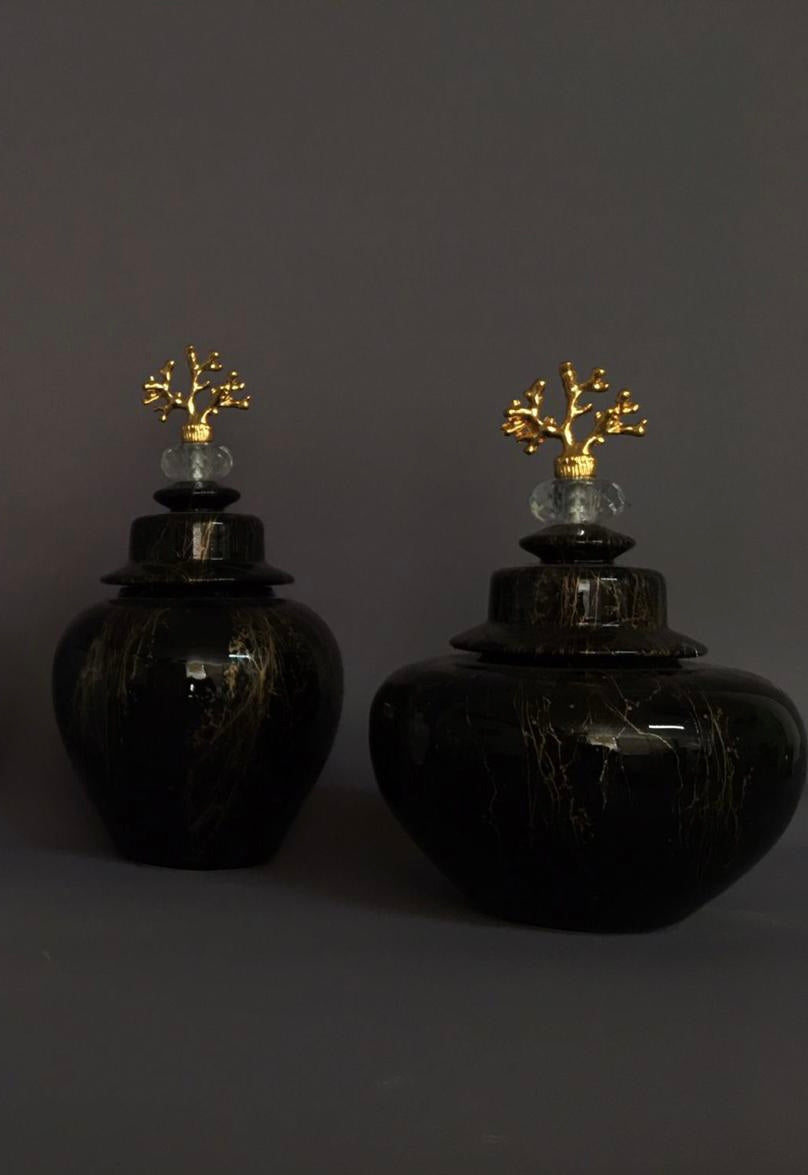 Black/Gold Decorative Jar Set