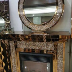 Brown Mirror and Fireplace set