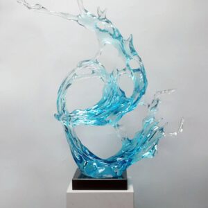 Blue Wave Splash Resin Sculptures