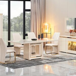 Crème Glass Tempered Table Top Dining Room
