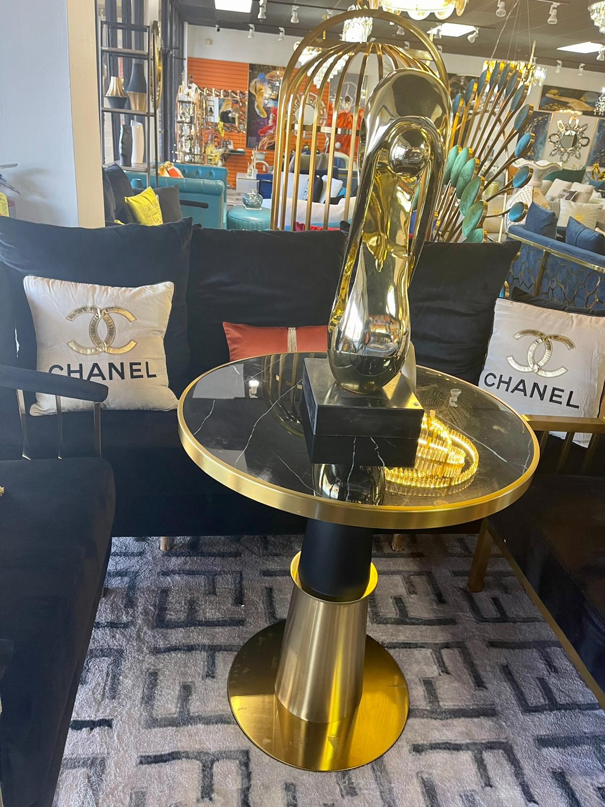Black Marble Top Italian Discussion Table
