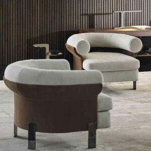 White mix with Brown Modern Leisure chair