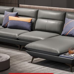 3-piece Gray Leather sectional