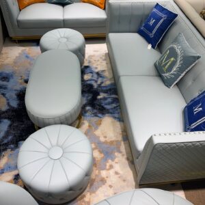 Grey Leather Living Room Set