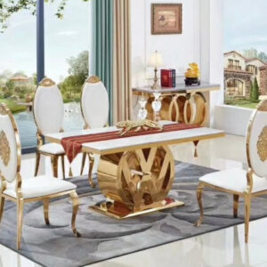 RECTANGULAR LUX DINING TABLE WITH MABLE TOP