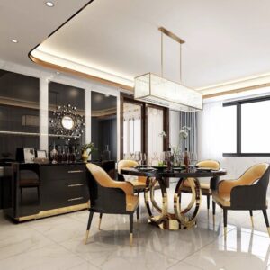 BLACK LUX OVAL MARBLE TOP DINING TABLE