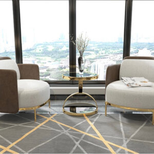 GOLDEN BAR SIDE TABLE AND LVING ROOM ACCENT CHAIRS