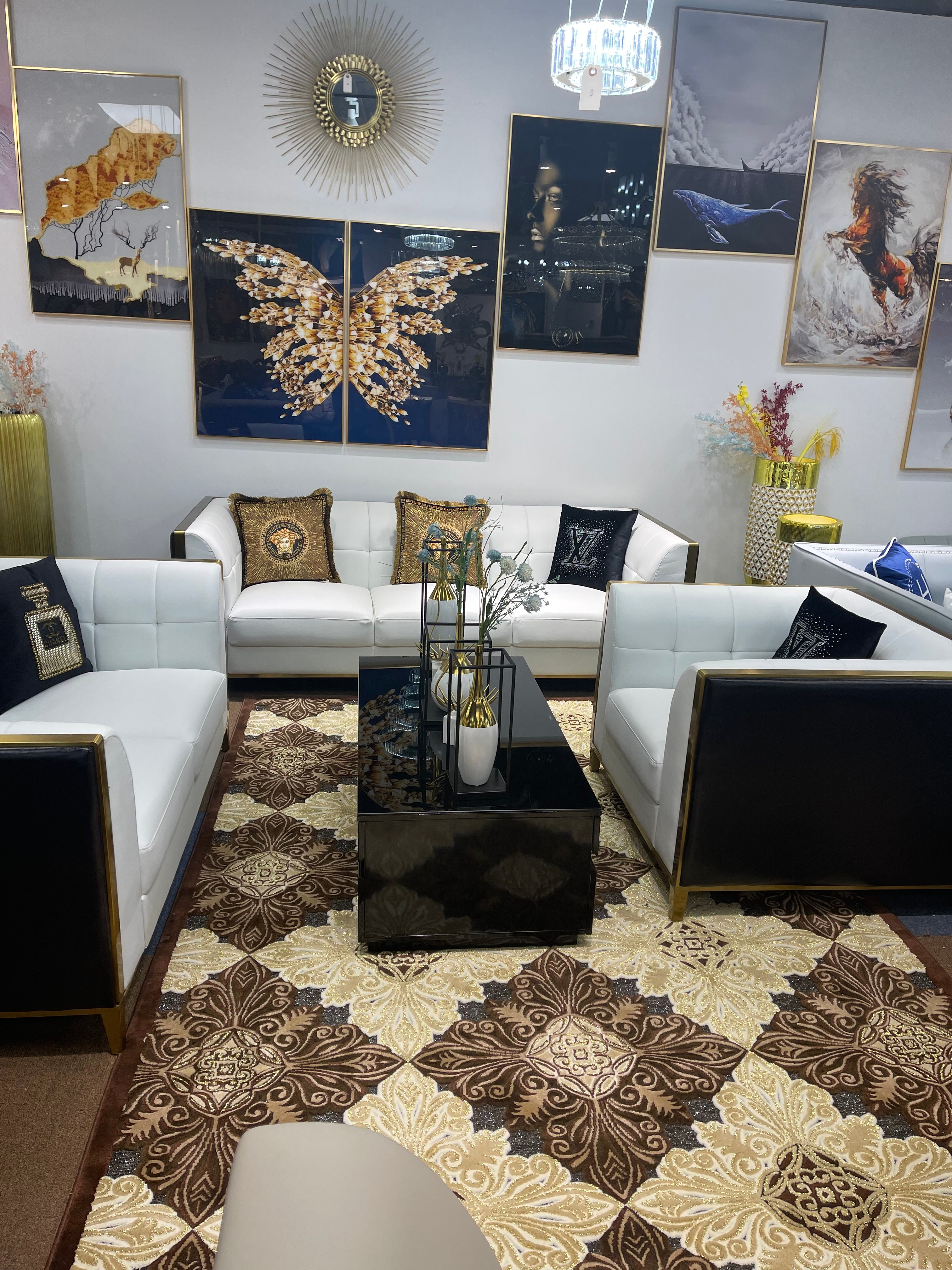 Black & White leather Living Room Set
