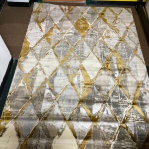 Gold And Grey Diamond Persian Rug
