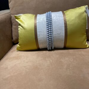 Add a touch of elegance and texture to your home with the Yellow and White Beaded Throw Pillow. This beautifully handcrafted pillow features intricate beaded detailing that brings a subtle shimmer and luxurious feel to any space. The vibrant yellow and crisp white design makes it a perfect accent for sofas, chairs, or beds, adding a pop of color and charm to your living room or bedroom.