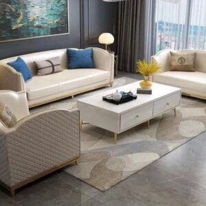 REGINA 3 PIECE WHITE LEATHER LIVING ROOM SET