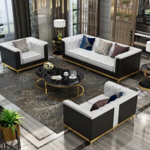 G-LRC Black and White Living Room Set