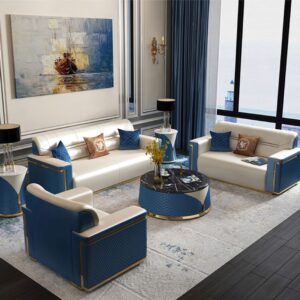 GL- Blue & Cream Living Room Settee