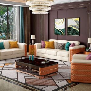 Orange & White Luxury Sofa living room set